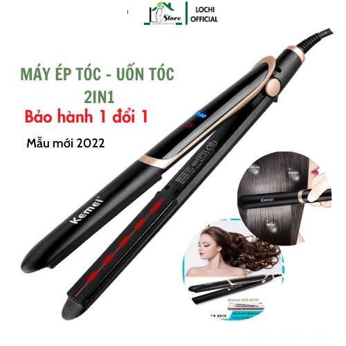 Máy ép uốn tóc kemei cao cấp 2 in 1, Máy ép tóc phiên bản nâng cấp thiết kế gọn nhẹ hiện đại và dễ sử dụng - Lochi Store