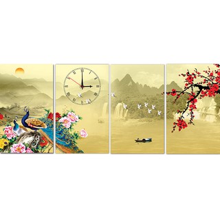 Tranh đồng hồ nghệ thuật phượng hoàng BINBIN TDH40 (Tặng đinh 3 chân)