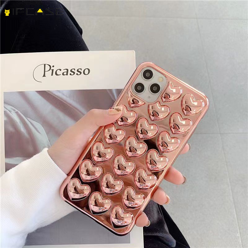 Ốp Điện Thoại Họa Tiết Trái Tim 3D Lấp Lánh Cho iPhone 13 12 Mini Pro XS Max XR X 7 8 6s Plus SE 2020
