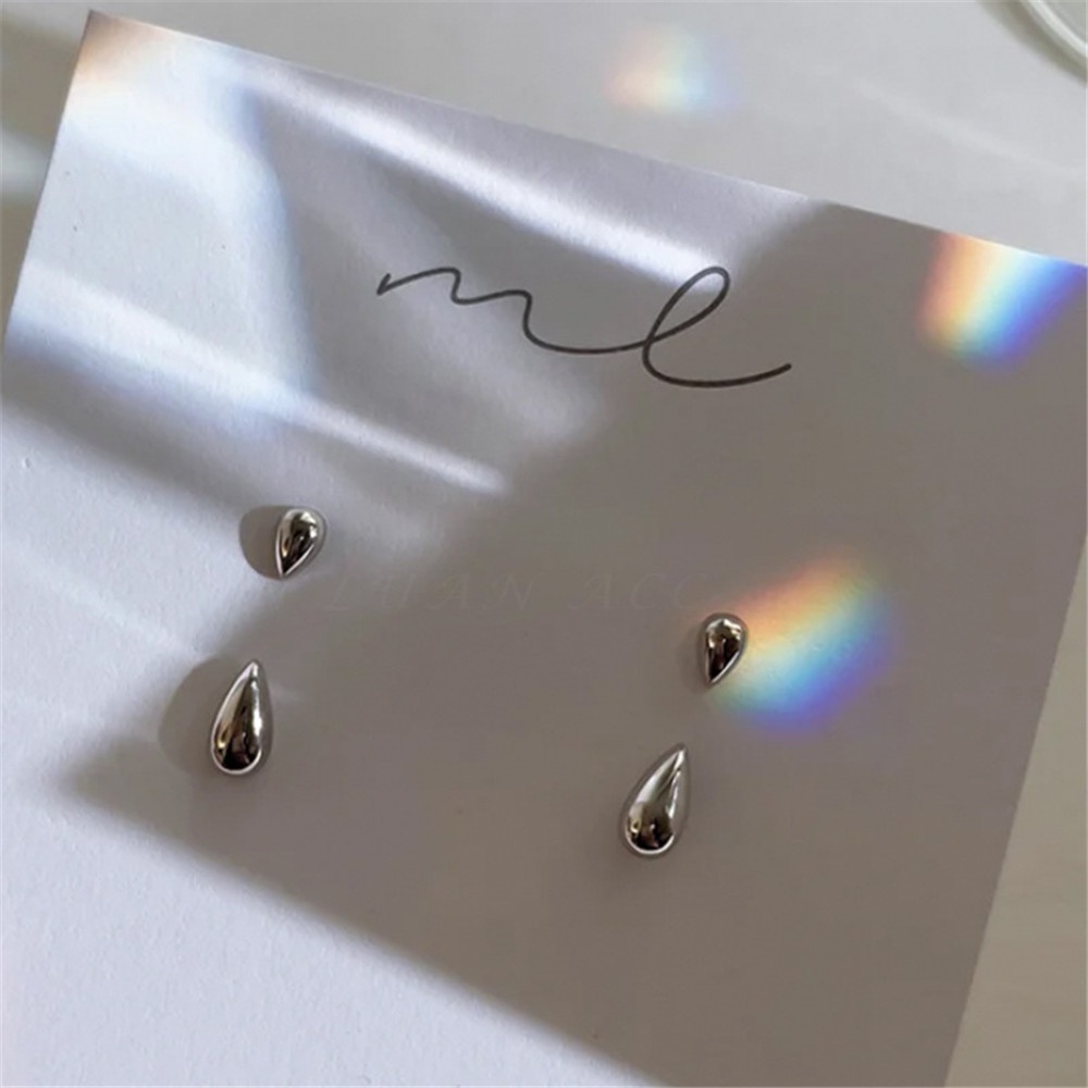 1 đôi bông tai bạc hình giọt nước đơn giản sáng tạo không đau tai thời trang cho nữ