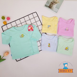 💓 [ + QUÀ TẶNG ]Set 5 áo sơ sinh Bibo cài nút bên màu tay dài size 1-5