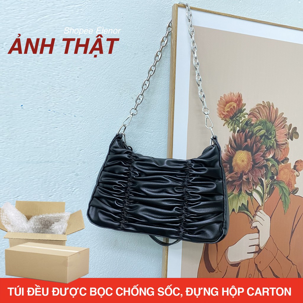 [Mã WAMT2405 giảm 10K đơn 0K] [HÀNG SẴN}Túi kẹp nách nhún bèo da mềm, tặng dây xích, dây đeo chéo TC40 | BigBuy360 - bigbuy360.vn