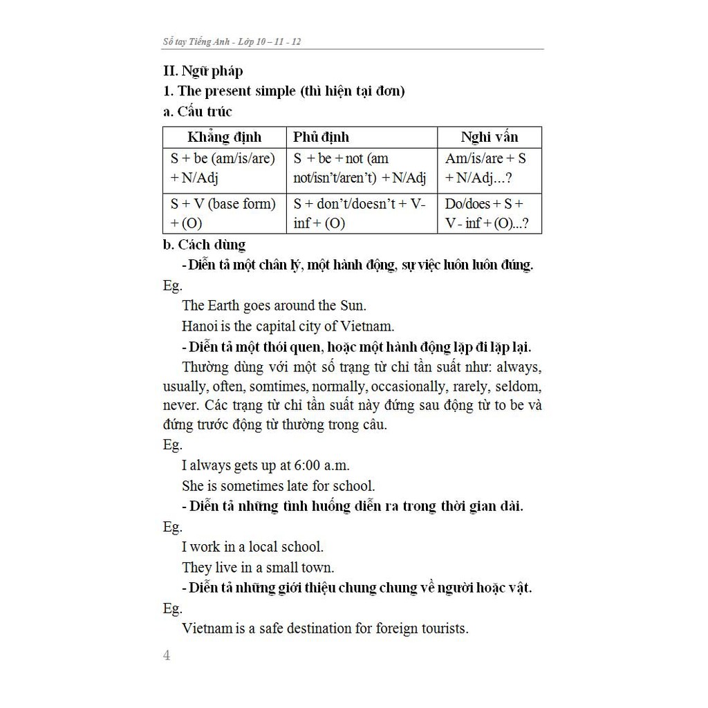 Sách Sổ Tay Tiếng Anh Trung Học Phổ Thông ( Lớp 10 11 12 )