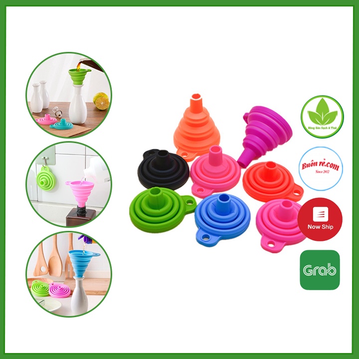 Phễu gấp gọn mini có móc treo tiện dụng cho nhà bếp - Phễu silicone chiết chất lỏng 00372