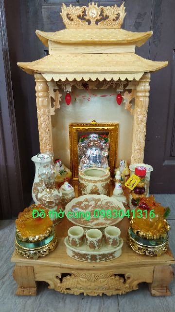 (Đủ 3 tượng ) Bộ đồ thờ mái đình mặt ngang 41cm