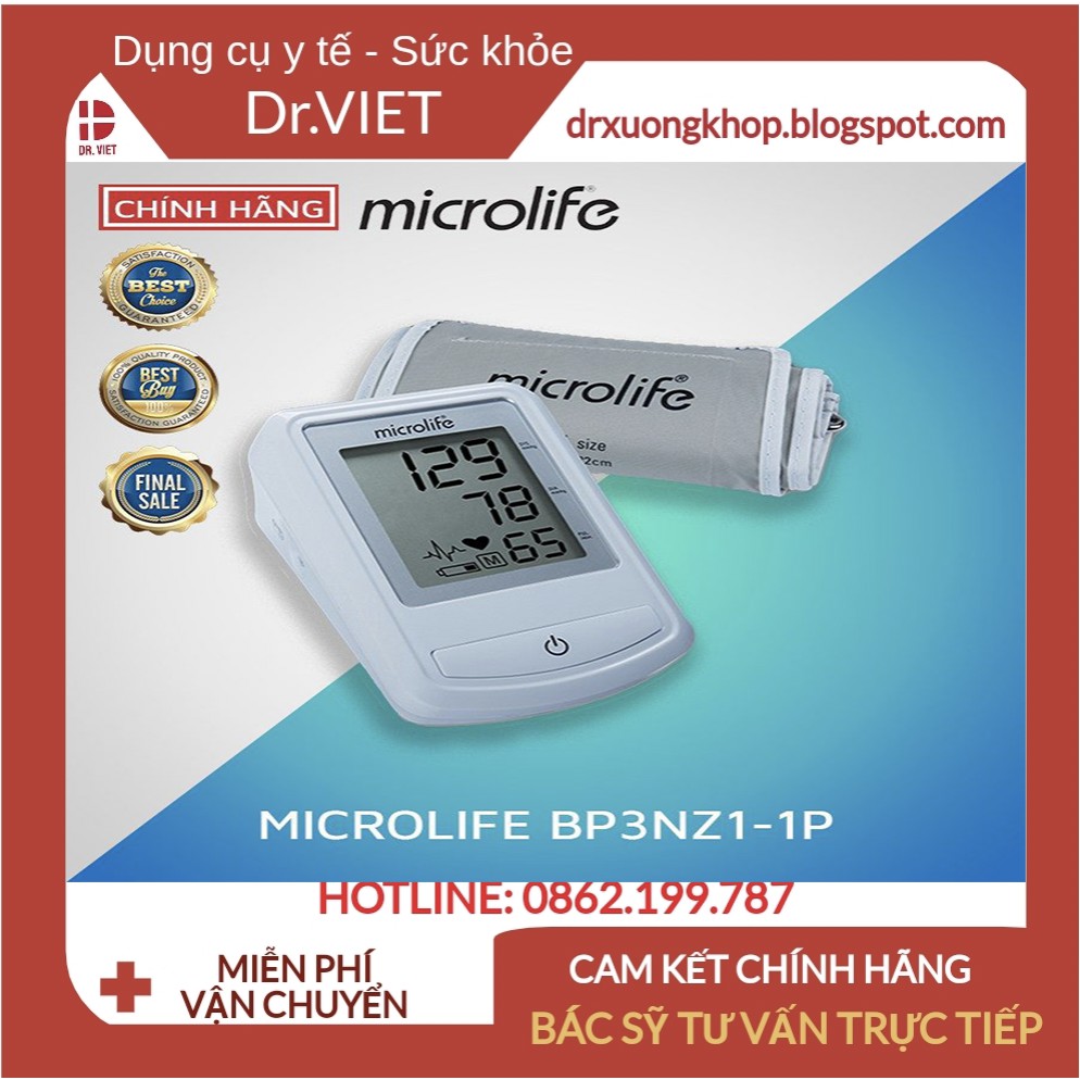 Máy đo huyết áp cho người cao tuổi Microlife BP 3NZ1-1P Hỗ trợ tầm soát loạn nhịp tim giúp cảnh báo sớm bệnh tim mạch