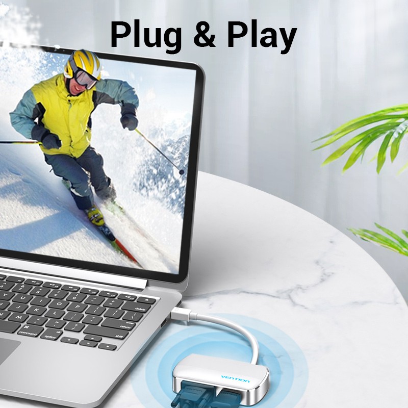 Cáp chuyển đổi VENTION VGA mini DP sang HDMI 4K 30Hz lõi nhôm HD cho HDTV laptop/máy tính bàn