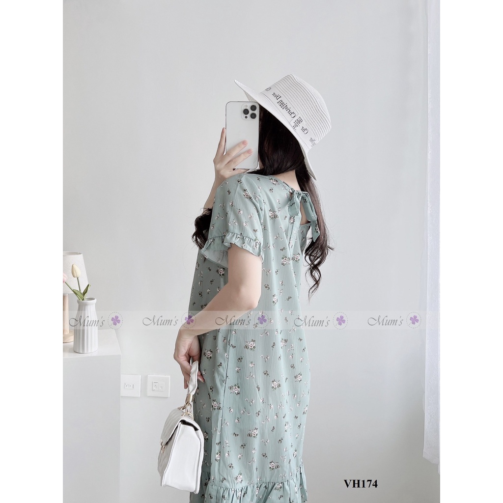 ĐẦM BẦU CÔNG SỞ MUM'S SHOP  FREESHIP  Váy bầu xinh mùa hè xanh hoa nhí đuôi cá hoa nhí hai tầng