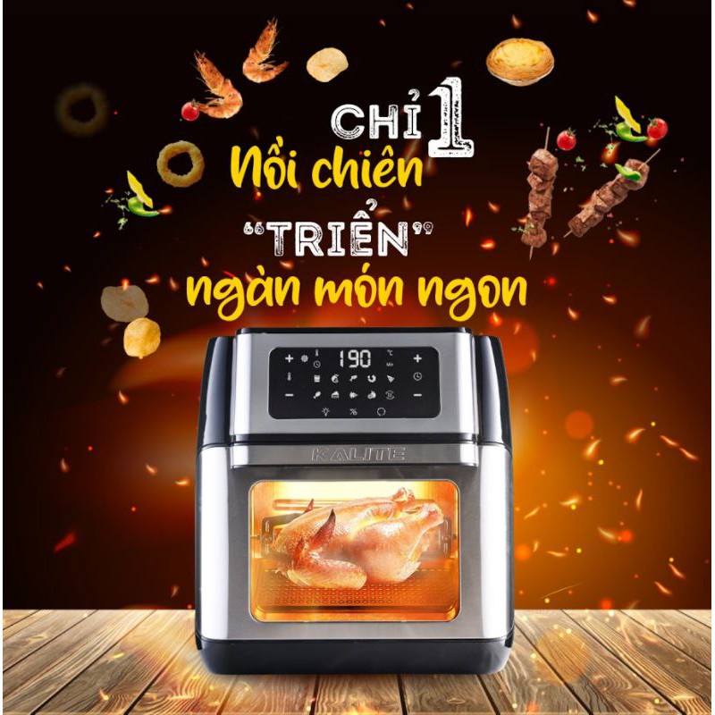 Nồi Chiên Không Dầu KALITE Q12 - KALITE KL1200, Công Suất 1800W, Dung Tích 12L Đa Chức Năng Nướng, Rã Đông - DigiTech