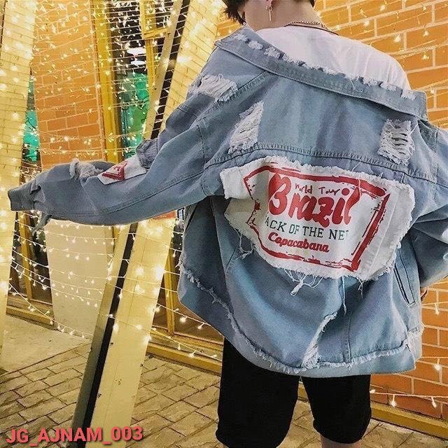 Áo Khoác Jean UNISEX Form Rộng Nam Nữ BRAZILL