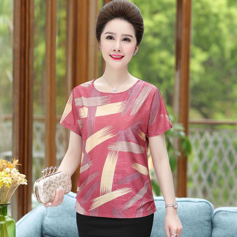 Áo Thun Tay Ngắn Cổ Tròn Thời Trang Cho Phụ Nữ Trung Niên