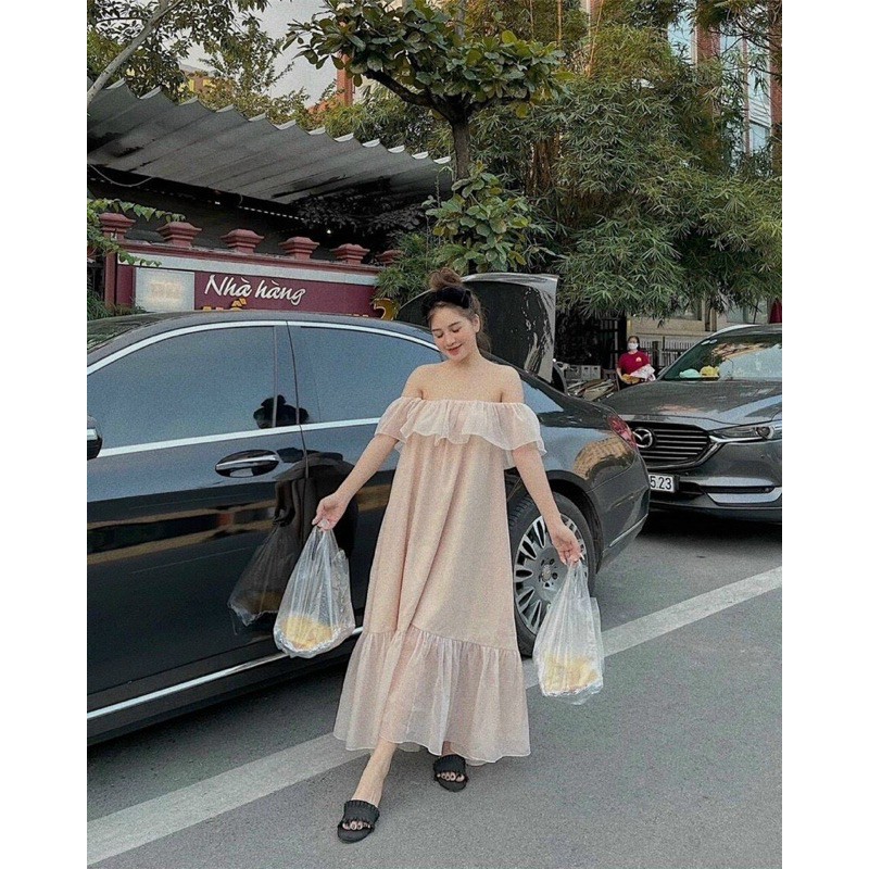 ĐẦM MAXI NUDE BẸT VAI