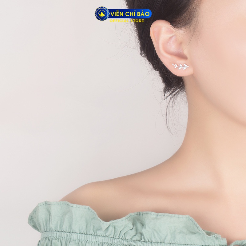 Bông tai bạc nữ cành lá chất liệu bạc 925 thời trang phụ kiện trang sức nữ Viễn Chí Bảo E026