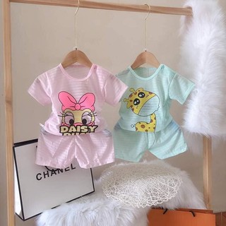 Combo 5 Bộ cộc tay cotton tre màu bé trai bé gái 6-18kg