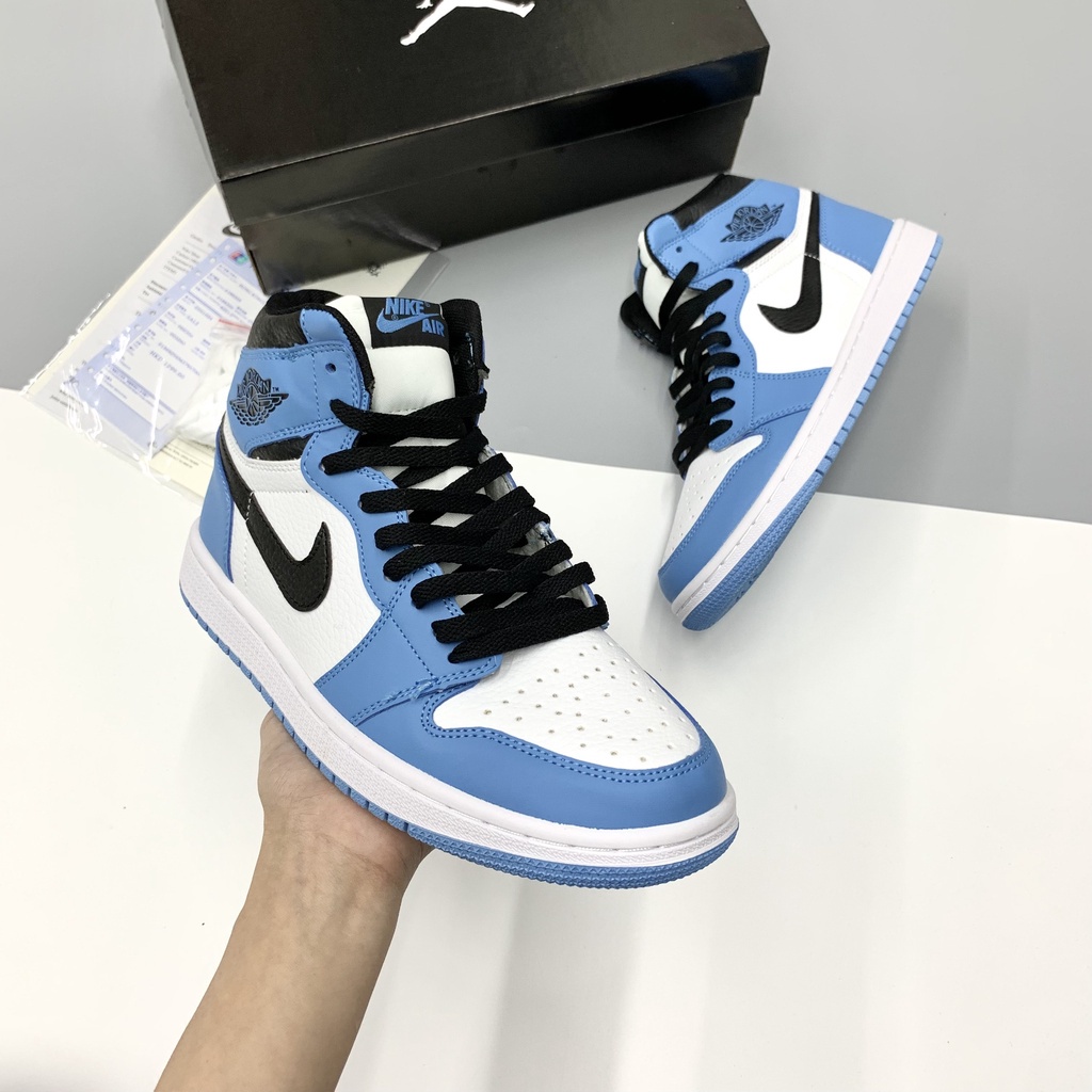 Giày Jordan Xanh Dương Cổ Cao Nam Nữ, Giày Sneaker JD1 Xanh Dương Cổ Cao Thời Trang Cao Cấp Hottrend 2022