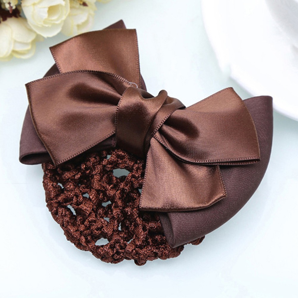 Kẹp lưới búi tóc đính nơ xinh xắn cho nữ