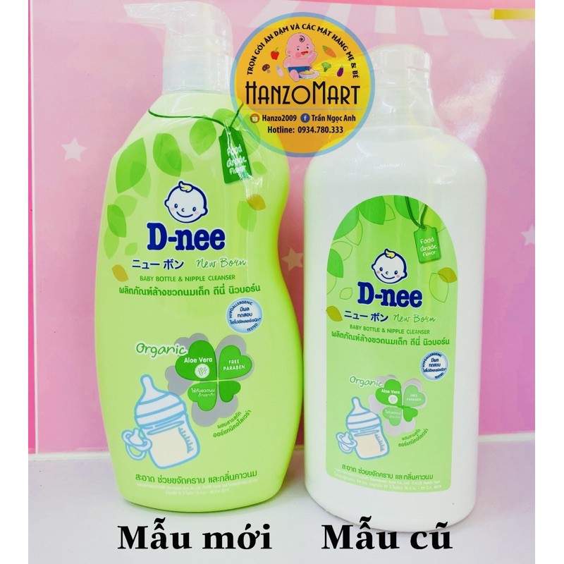 Chai nước rửa bình Dnee organic trà xanh 620ml