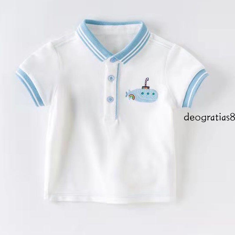 Áo Thun POLO Tay Ngắn Bằng Cotton Nguyên Chất Thời Trang Mùa Hè Cho Bé Trai