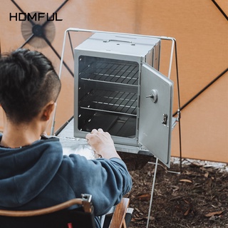 HOMFUL Lò nướng gấp ngoài trời Hoang dã Cắm trại Nướng Nướng Lò hun khói Cách nhiệt Lò nướng bằng thép không gỉ OT0080