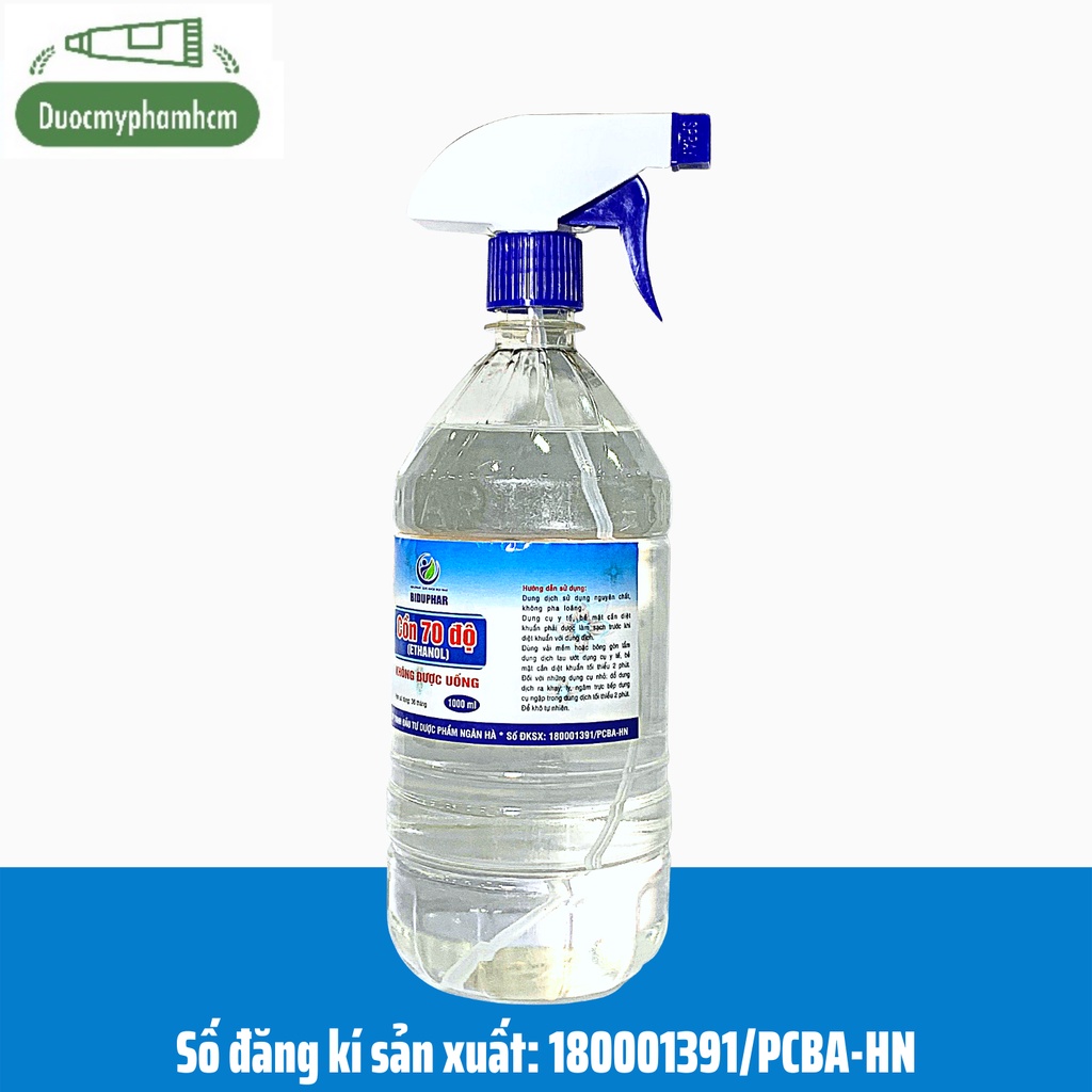 Cồn Ethanol Y Tế Sát Khuẩn Tinh Chất 70-90 Độ Có Vòi Xịt 1000ml