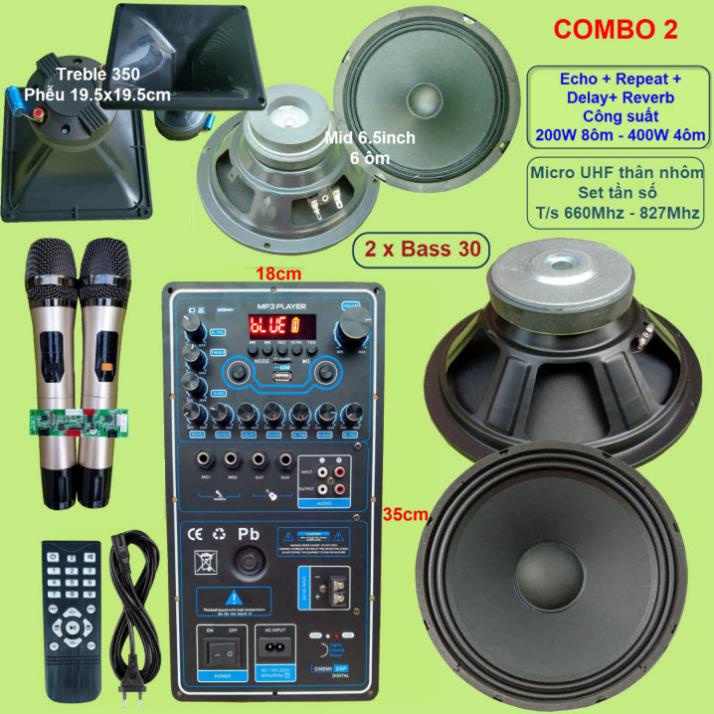 Mạch loa kéo 3 tấc đôi Reverb DSP chạy FET công suất 200W 8 ôm – 400W 4 ôm - VR Dọc