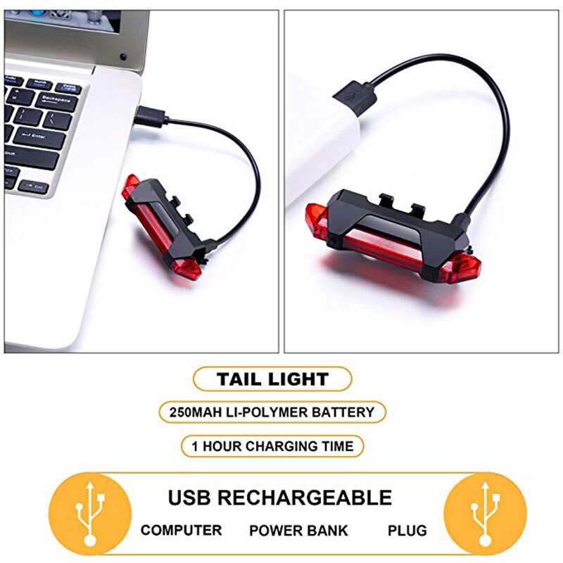 Đèn LED chiếu hậu cảnh báo an toàn đuôi xe đạp sạc điện cổng USB hoặc dùng pin