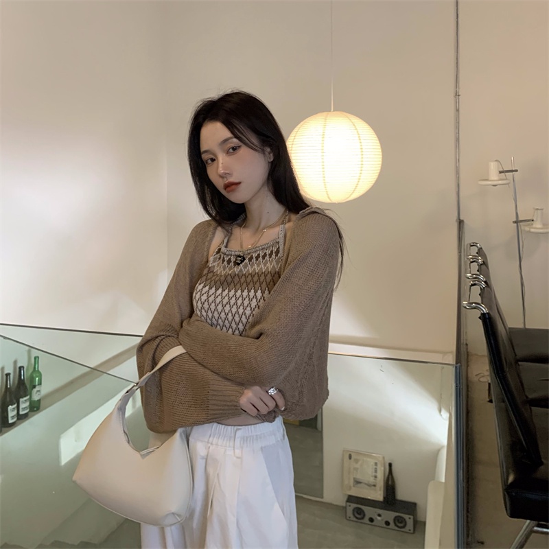 Áo tank top dệt kim phong cách Hàn Quốc quyến rũ cho nữ | BigBuy360 - bigbuy360.vn