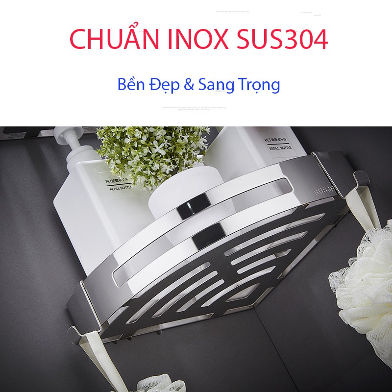 Giá Để Đồ Phòng Tắm - Kệ Gia Vị Phòng Ăn - Chuẩn Inox 304 Lắp Đặt Dán Tường Không Cần Khoan