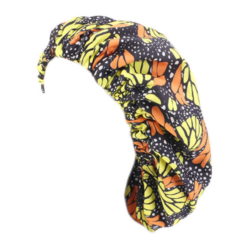 Mũ Turban Vải Satin Hai Lớp In Họa Tiết Hoa Phong Cách Châu Phi