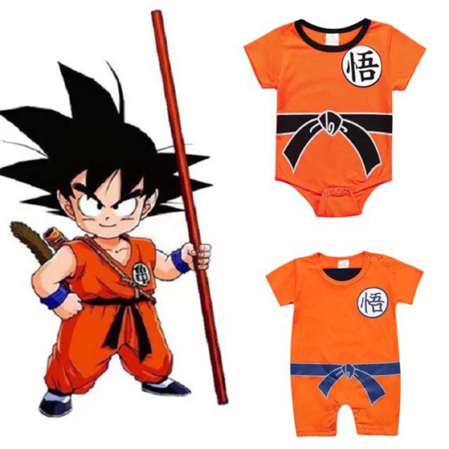 Bộ áo liền quần tay ngắn tạo hình nhân vật songoku độc đáo ngộ nghĩnh cho bé