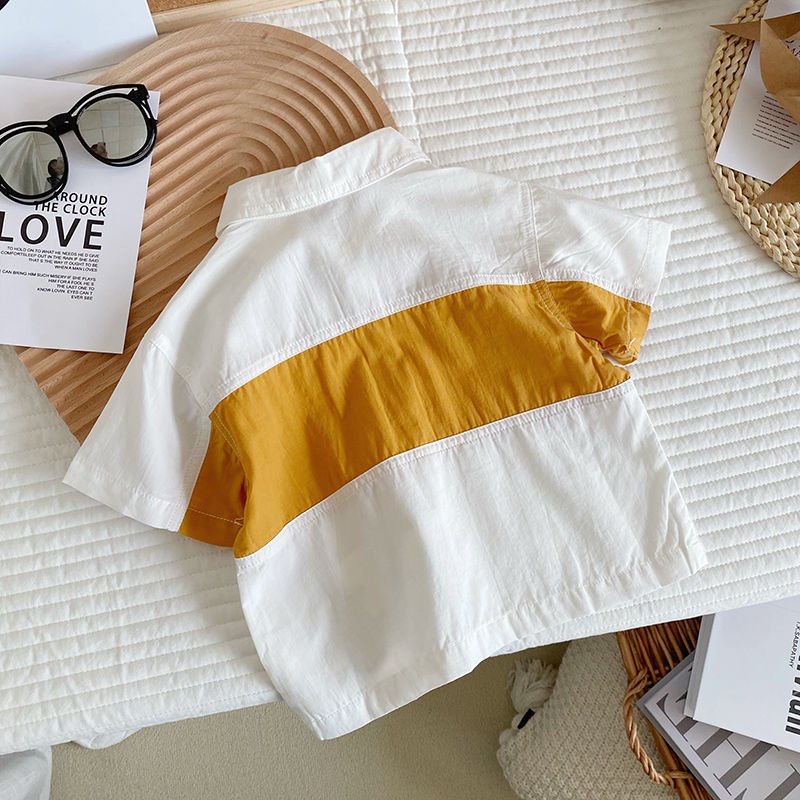 Áo polo Tay Ngắn Chất Liệu Cotton Phong Cách Hàn Quốc Cho Bé Trai