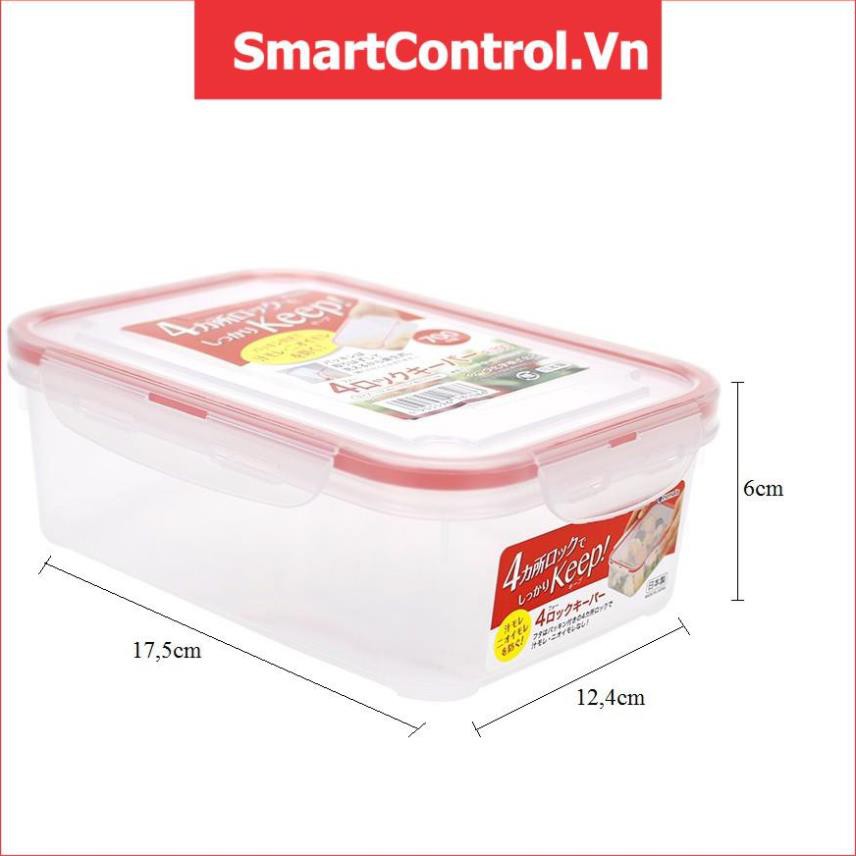 Hộp nhựa nắp silicon 700ml Inomata CHÍNH HÃNG sử dụng an toàn trong tủ lạnh, tủ đông và lò vi sóng.