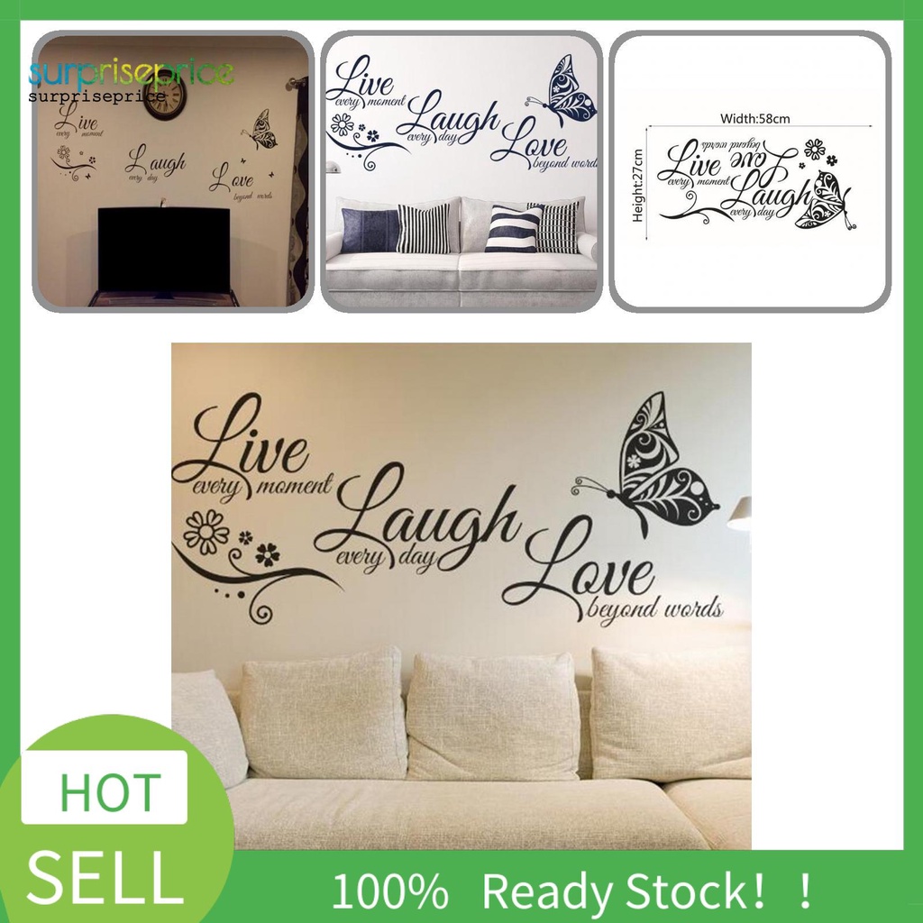 Miếng dán tường trang trí phòng khách hình chữ Live Love chống biến dạng