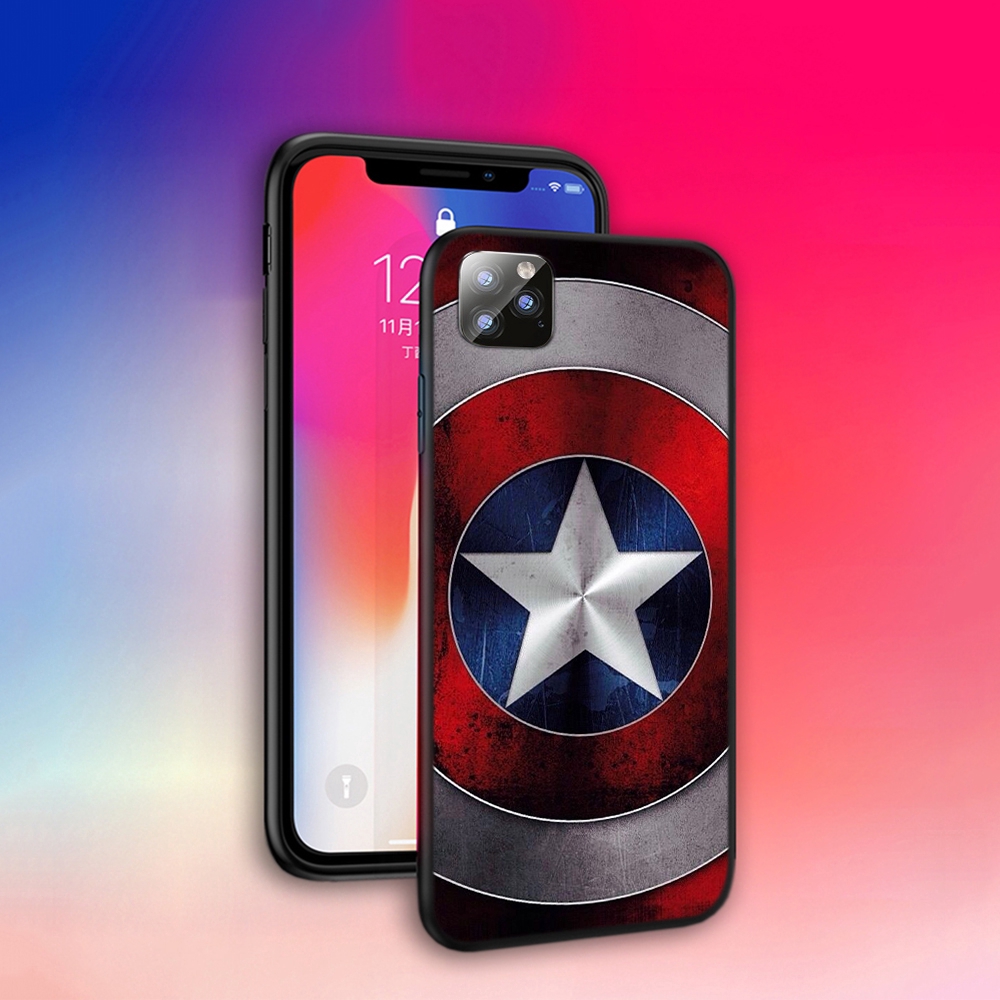 Ốp điện thoại dẻo họa tiết khiên của siêu anh hùng Captain cho IPHONE 6 6S 7 8 PLUS X XR XS 11 PRO MAX SE 2020