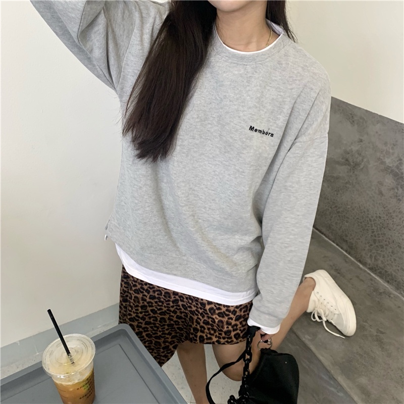 SUXI Áo Sweater Thể Thao Tay Dài Cổ Tròn Màu Sắc Đơn Giản Cho Nữ