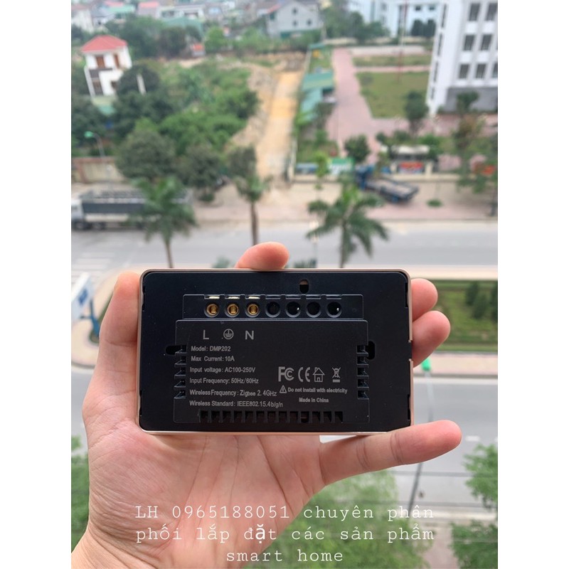 Ổ cắm thông minh đôi âm tường zigbee Tuya Viền Vàng Cao Cấp