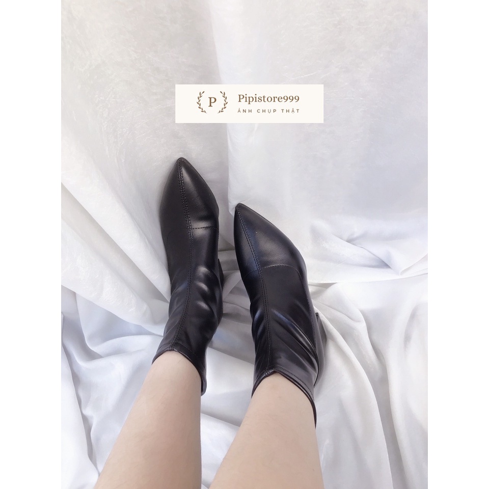 Boots bốt da trơn mũi nhọn cao 7cm G021