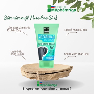Sữa rửa mặt Pure line 5in1 - Pureline 5in1 than hoạt tính làm sạch sâu, ngừa mụn