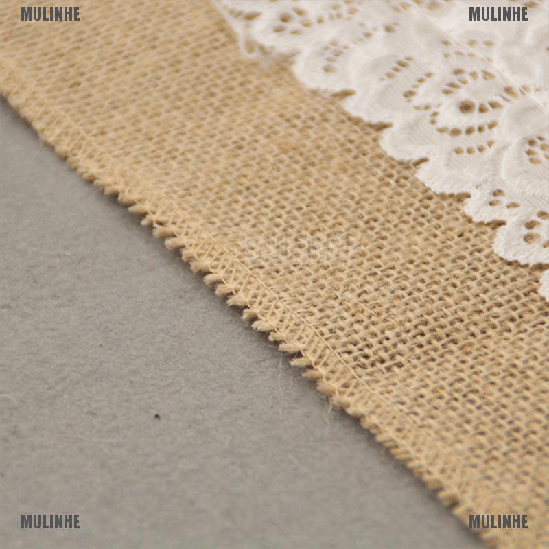 Khăn Trải Bàn Vải Bố Phối Ren Kích Thước 30x180cm Dùng Trang Trí Tiệc Cưới