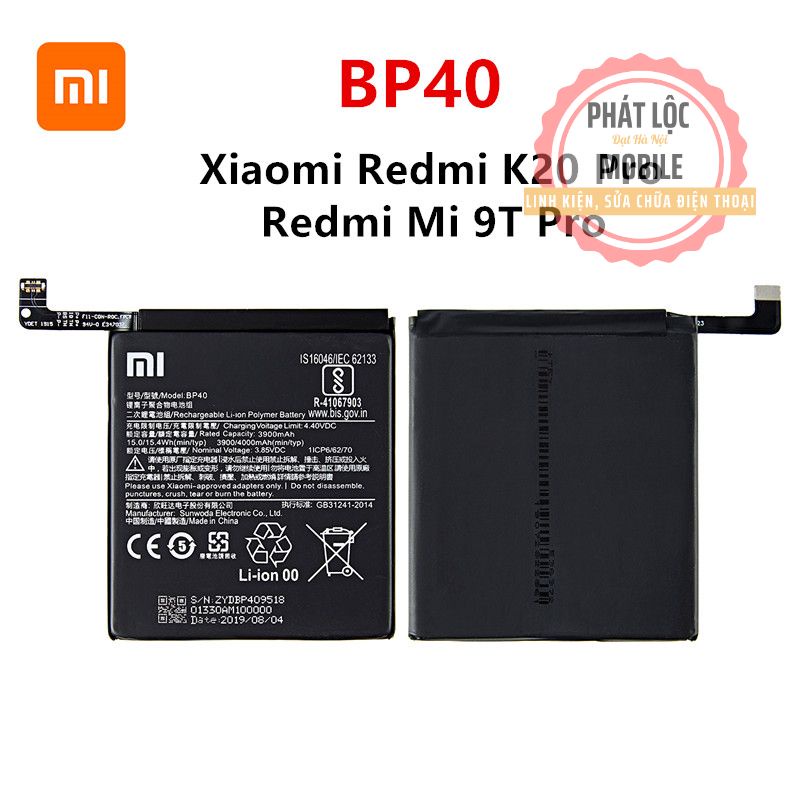 Pin Xiaomi Redmi K20 Pro, Mã pin BP40, Dung lượng 4000mAh, Bảo hành 3 tháng. Tặng kèm bộ tua vít mở máy