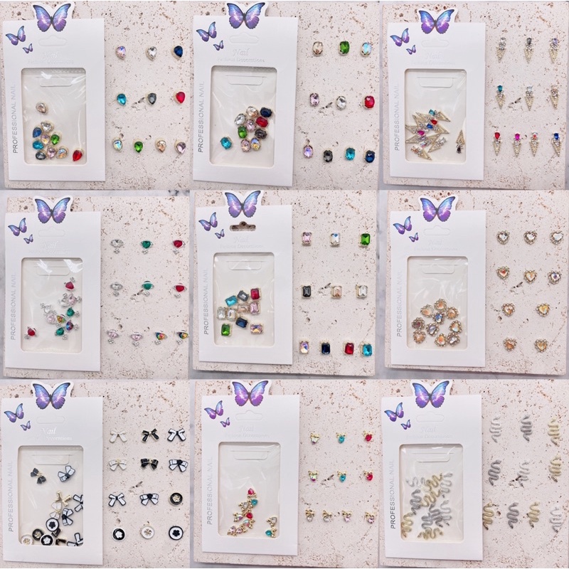 phụ kiện charm đá khối các mẫu gắn móng tay nail