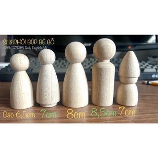 [Xưởng sx] - Búp bê gỗ ĐỦ SIZE 6,5cm ->10cm (loại gỗ cao cấp, có vân đẹp)