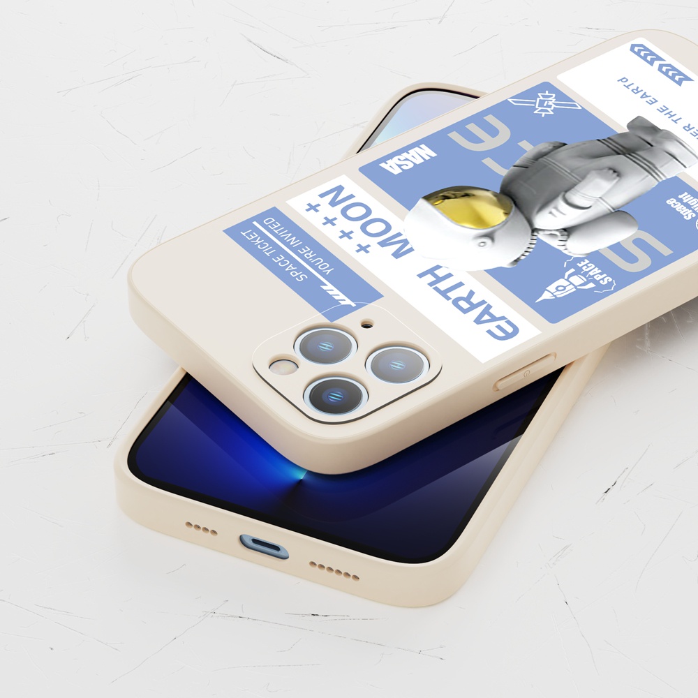 Ốp lưng iphone Suntaiho Ốp lưng iphone Ốp Điện Thoại silicon họa tiết phi hành gia dễ thương cho iPhone 13 12 11 Pro Max XS MAX 8 7 Plus X XR