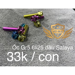 Ốc Titan Gr5 6li25 Đầu SALAYA gắn lốc máy tất cả các dòng xe, bắt cùm Sonic, Satria, Suzuki