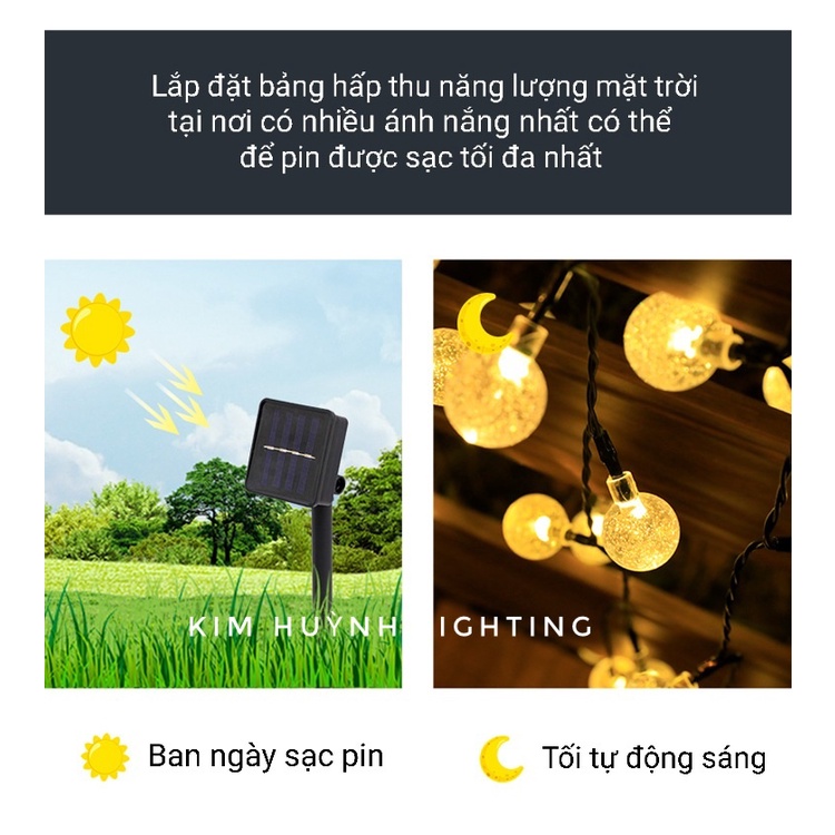 Dây đèn Led năng lượng mặt trời Cherry ball trang trí sân vườn, cảnh quan ngoài trời