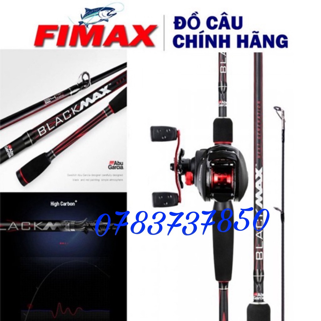 bộ cần câu máy ngang cần dài 2m4 abu black max + máy ngang CD 201 cần ABu Garcia black max cần cực khoẻ y hình [shopdoca