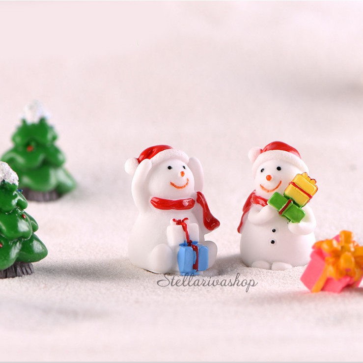 Mô hình người tuyết, ông già noel, cây thông trang trí tiểu cảnh Giáng Sinh, Noel Terrarium