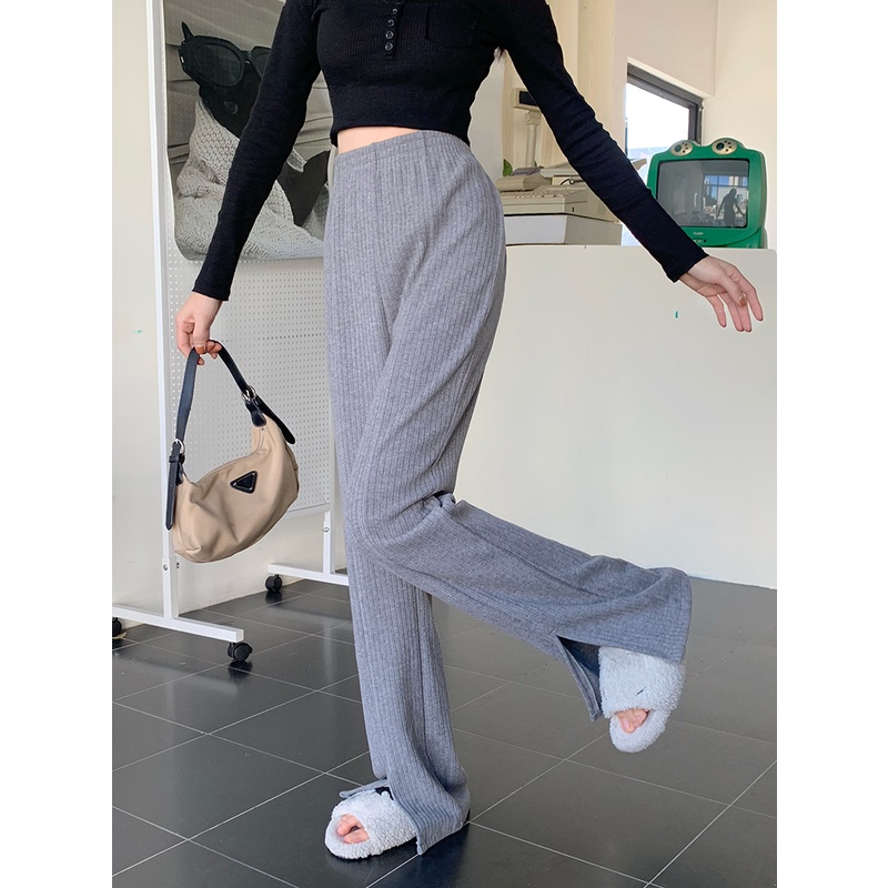 SUXI Quần Dài Ống Rộng Lưng Cao Thời Trang Hàn Quốc Cho Nữ