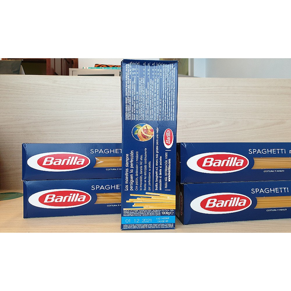 Com bo 5 hộp mỳ ý hiệu Barilla Pasta sợi hình ống cỡ số 5 Spaghetti hộp 1 kg