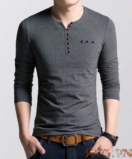 Áo thun Hàn Quốc dài tay phong cách - thời trang - cá tính - MỐT (xám) | BigBuy360 - bigbuy360.vn